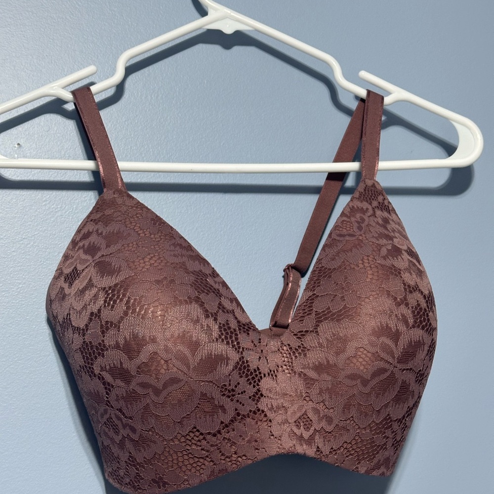 Knix wingwoman Lace Bra in Chocolate Brown/pinkish